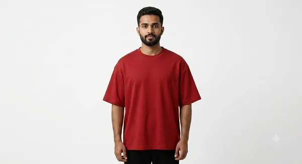 Maroon_French_Terry_Cotton_Oversized_Crew_Neck_T_Shirt_For_Unisex