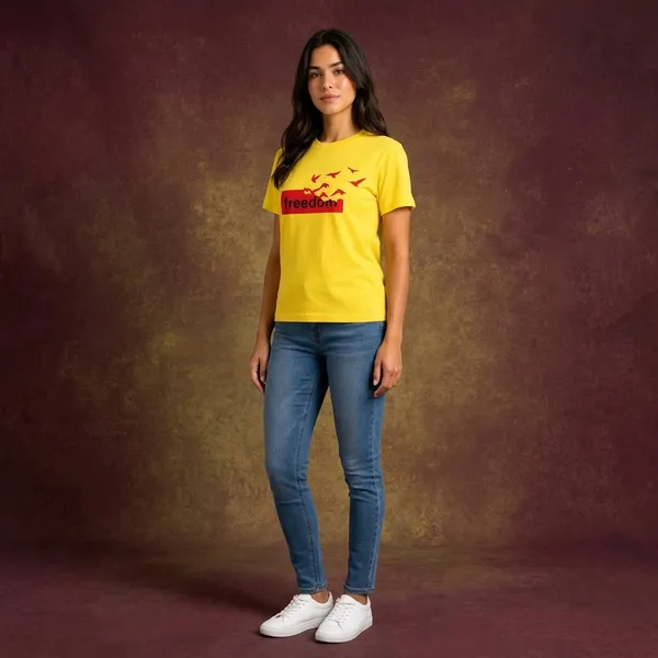 Yellow_Cotton_Regular_Fit_Freedom_Graphic_Print_T_Shirt_For_Unisex