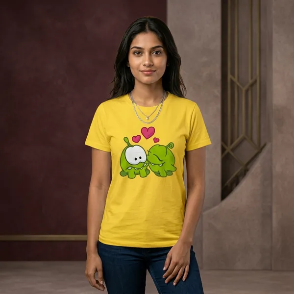 Yellow_Cotton_Regular_Fit_Cartoon_Turtle_Graphic_T_Shirt_For_Unisex