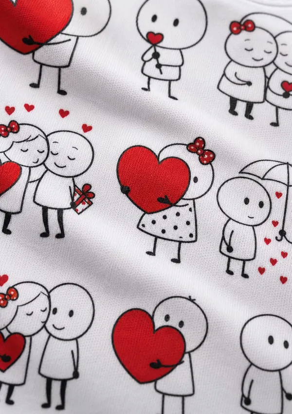 White_Cotton_Regular_Fit_Couple_Print_Round_Neck_T_Shirt_For_Unisex_Pack_Of_2