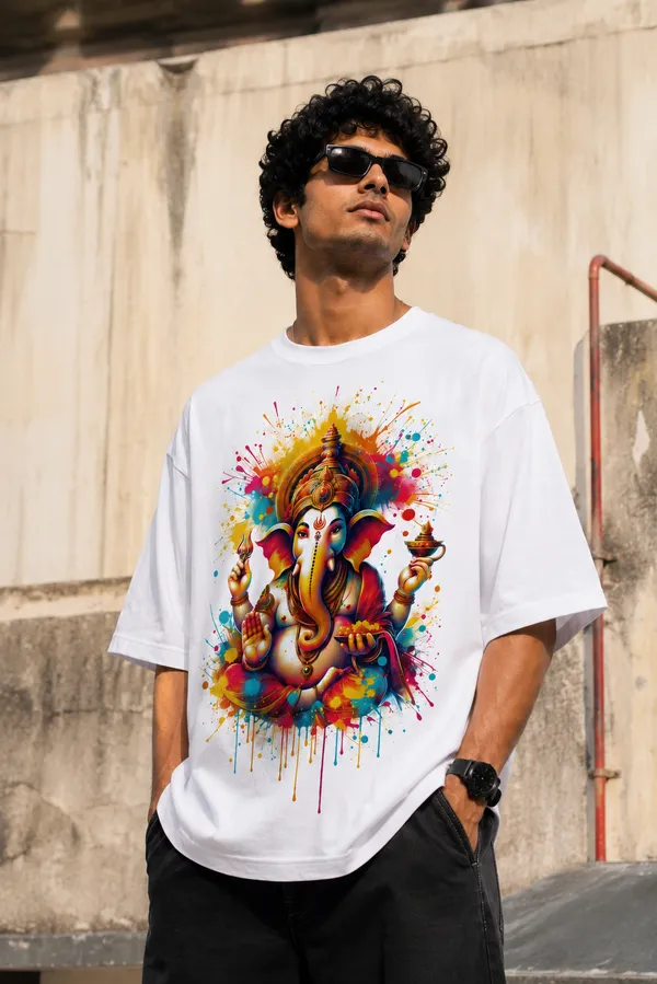 Premium_Oversized_Lord_Ganesha_Graphic_Printed_T-Shirt_for_Men_|_White_Cotton_Streetwear_Tee
