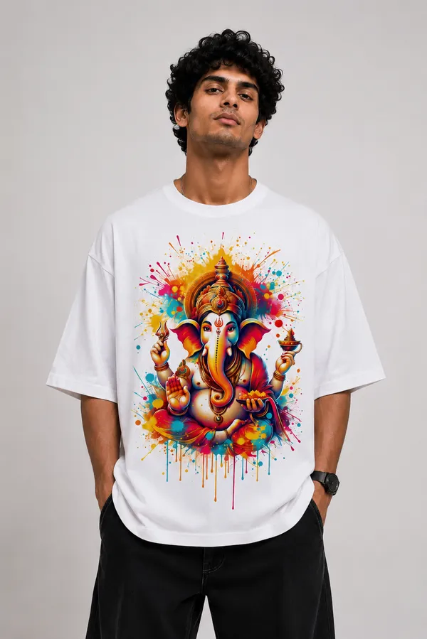 Premium_Oversized_Lord_Ganesha_Graphic_Printed_T-Shirt_for_Men_|_White_Cotton_Streetwear_Tee