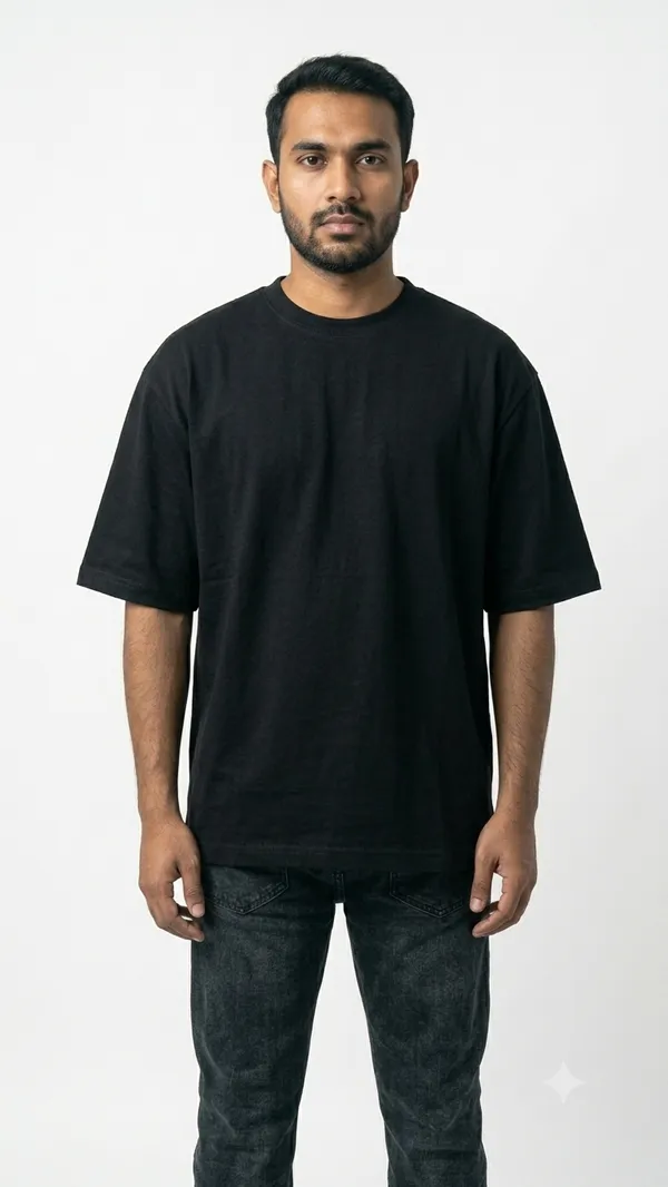 Black_French_Terry_Cotton_Oversized_Crew_Neck_T_Shirt_For_Unisex