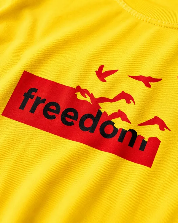 Yellow_Cotton_Regular_Fit_Freedom_Graphic_Print_T_Shirt_For_Unisex