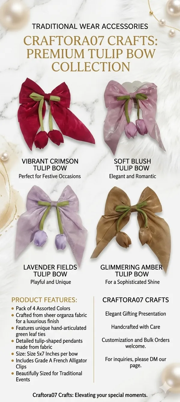 Craftora07_Premium_Tulip_Bow_Collection_-_Traditional_Wear_Hair_Accessories_(Pack_Of_4)