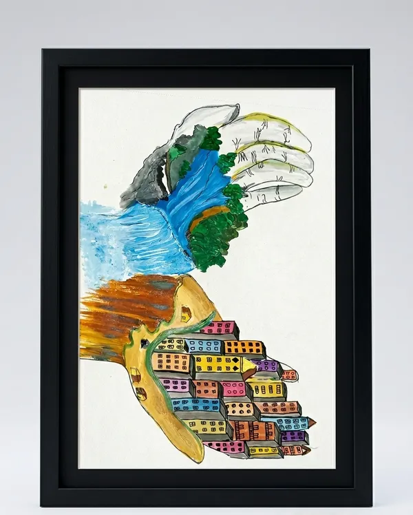 Framed_Printed_Artwork_-_Landscape_With_Village_And_Tree