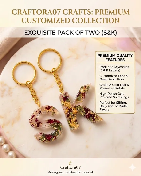Customized_Resin_Letter_Keychains_-_Pack_Of_2_With_Gold_Leaf_And_Preserved_Petals