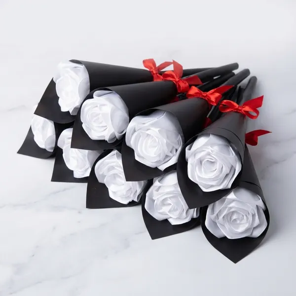 Decorative_Ribbon_Roses_-_Black_And_Red/White_Satin_Flower_Bouquet_Pack_Of_12
