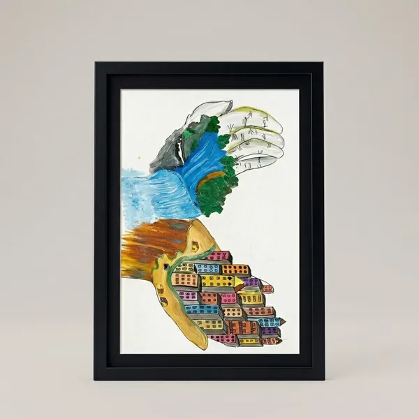 Framed_Printed_Artwork_-_Landscape_With_Village_And_Tree
