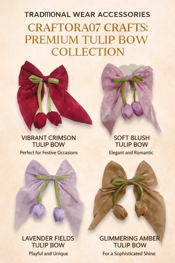 Craftora07_Premium_Tulip_Bow_Collection_-_Traditional_Wear_Hair_Accessories_(Pack_Of_4)