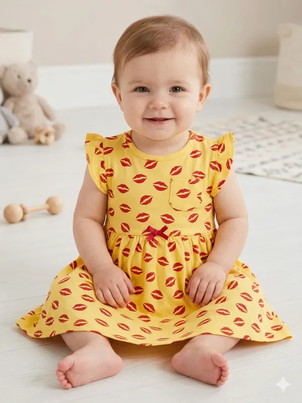 Red_Lips_Print_Yellow_Dress