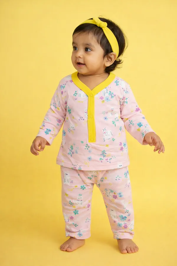 Yellow_And_Pink_Cotton_Premium_Baby_Sleepwear_For_Kids