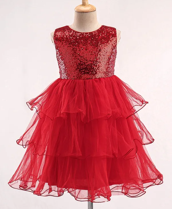 Red_Sequins_Layered_Dress