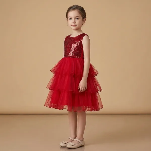 Red_Sequins_Layered_Dress