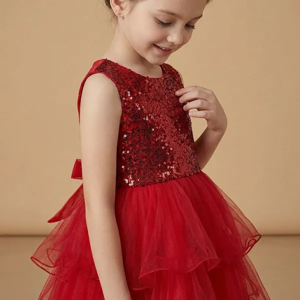 Red_Sequins_Layered_Dress