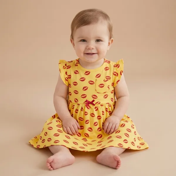 Red_Lips_Print_Yellow_Dress