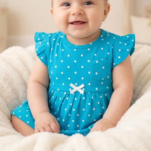 White_And_Blue_Cotton_Premium_Dress_For_Kids