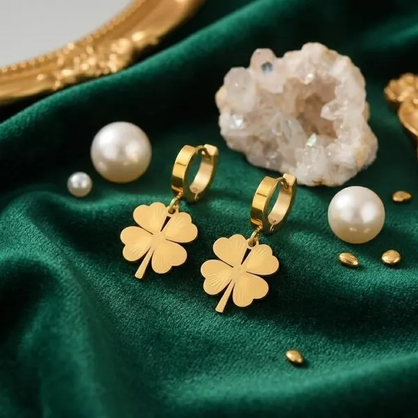 Gold_Plated_Anti_Tarnish_Jewellery_Celebrity_Inspired_Clover_Huggie_Hoop_Trendy_Earrings