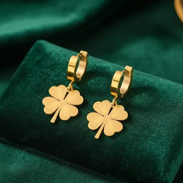 Gold_Plated_Anti_Tarnish_Jewellery_Celebrity_Inspired_Clover_Huggie_Hoop_Trendy_Earrings