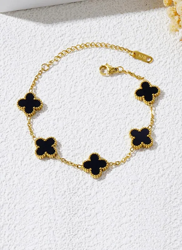 Clover_Gold_Bracelet_Adjustable_-_Black