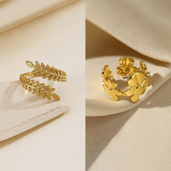 Gold_Plated_Floral_Leaf_Design_Open_Adjustable_Rings_For_Women_(Pack_of_2)