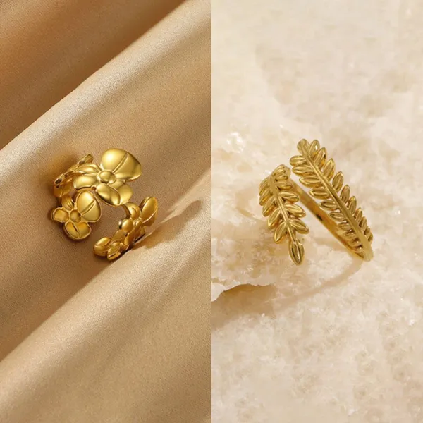 Gold_Plated_Floral_Leaf_Design_Open_Adjustable_Rings_For_Women_(Pack_of_2)