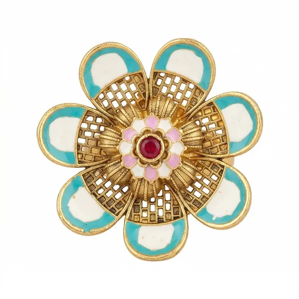 Gold_Antique_Toned_Meenakari_Floral_Statement_Ring_For_Women