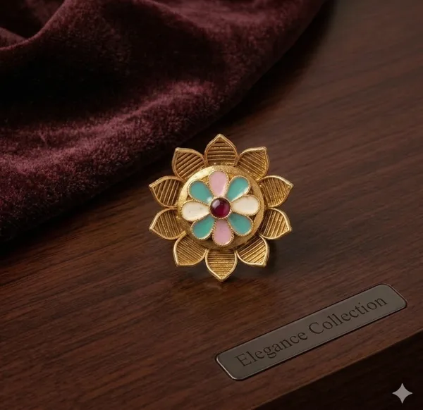 Gold_Plated_Antique_Sunburst_Meenakari_Ring_For_Women