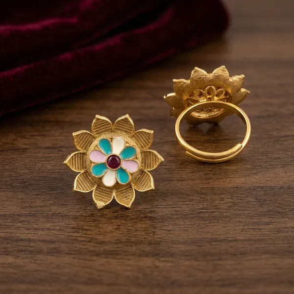 Gold_Plated_Antique_Sunburst_Meenakari_Ring_For_Women