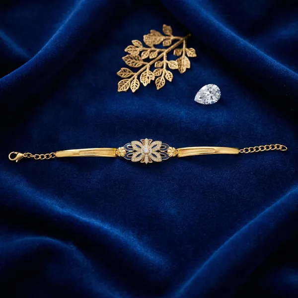 Gold_Antique_Floral_Enamel_Bracelet_For_Women