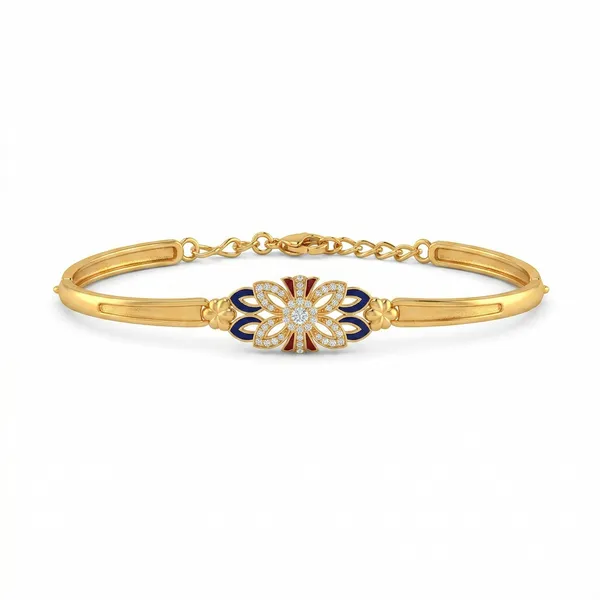 Gold_Antique_Floral_Enamel_Bracelet_For_Women