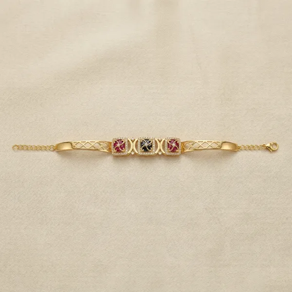 Gold_Plated_Antique_Geometric_Link_Bracelet_For_Women