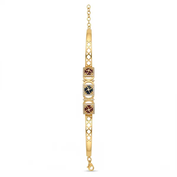 Gold_Plated_Antique_Geometric_Link_Bracelet_For_Women
