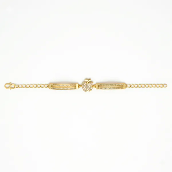 Gold_Plated_Antique_Apple_Charm_Bracelet_For_Women