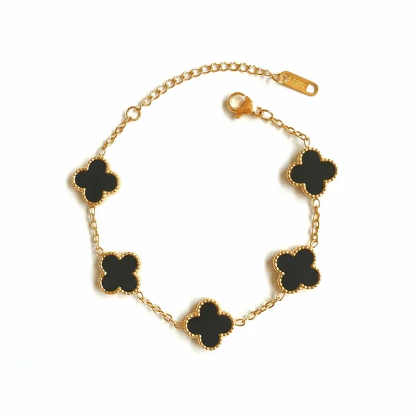 Clover_Gold_Bracelet_Adjustable_-_Black