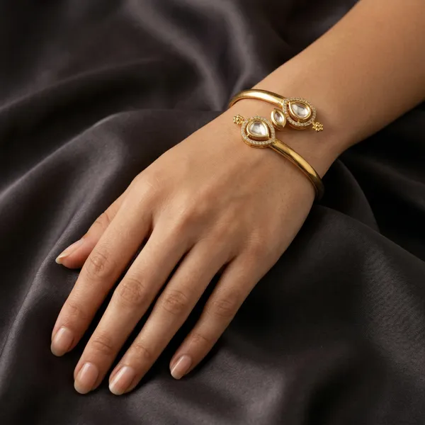 Gold_Plated_Antique_Kundan_Style_Cuff_Bangle_For_Women