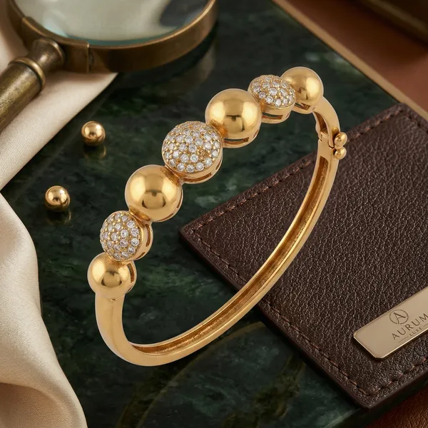 Gold_Plated_Antique_Beaded_Bangle_Ad_Studded_Ball_Cuff_For_Women
