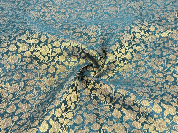 Peacock_Blue_Floral_Semi_Banarasi_Brocade_Fabric_(Price_Per_Meter)