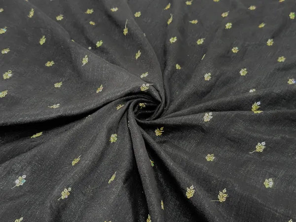 Black_Floral_Butti_Embroidered_Premium_Vichitra_Silk_Fabric_(Price_Per_Meter)