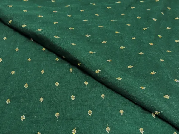 Bottle_Green_Floral_Butti_Embroidered_Premium_Vichitra_Silk_Fabric_(Price_Per_Meter)