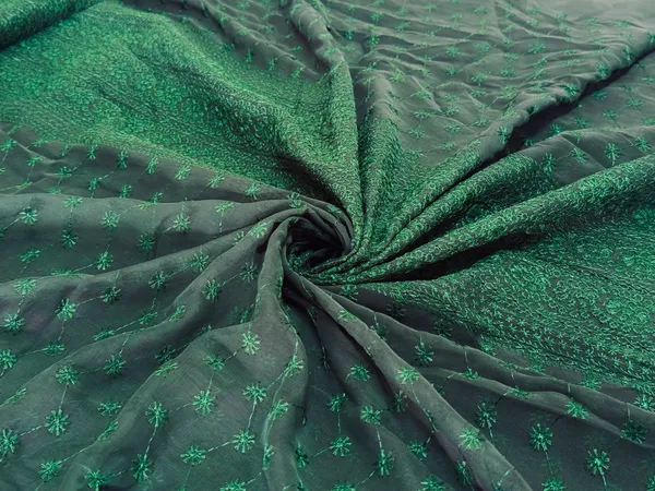 Bottle_Green_Georgette_Fabric_With_Thread_Embroidery_Panel_Work_(Price_Per_Meter)