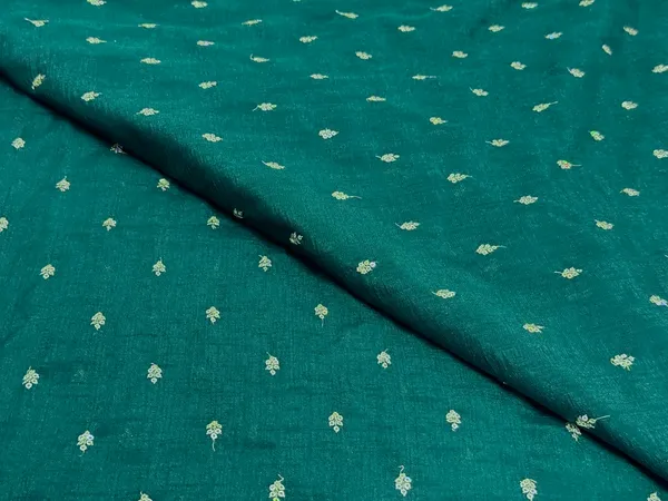 Deep_Teal_Floral_Butti_Embroidered_Premium_Vichitra_Silk_Fabric_(Price_Per_Meter)
