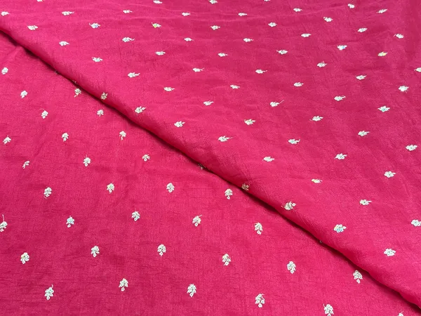 Magenta_Pink_Floral_Butti_Embroidered_Premium_Vichitra_Silk_Fabric_(Price_Per_Meter)