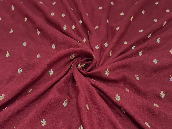 Maroon_Floral_Butti_Embroidered_Premium_Vichitra_Silk_Fabric_(Price_Per_Meter)
