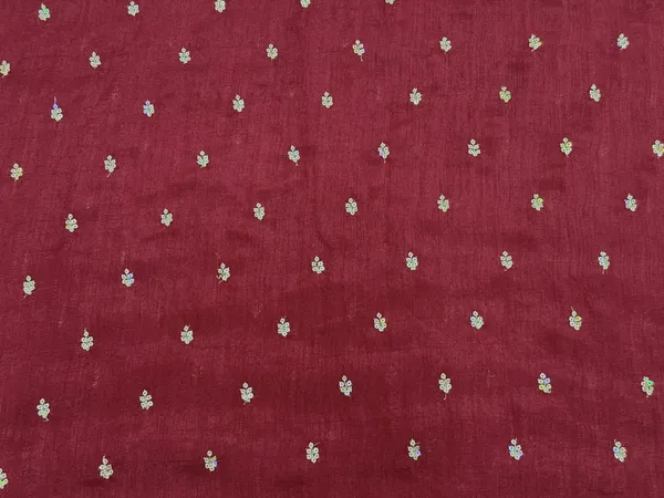 Maroon_Floral_Butti_Embroidered_Premium_Vichitra_Silk_Fabric_(Price_Per_Meter)