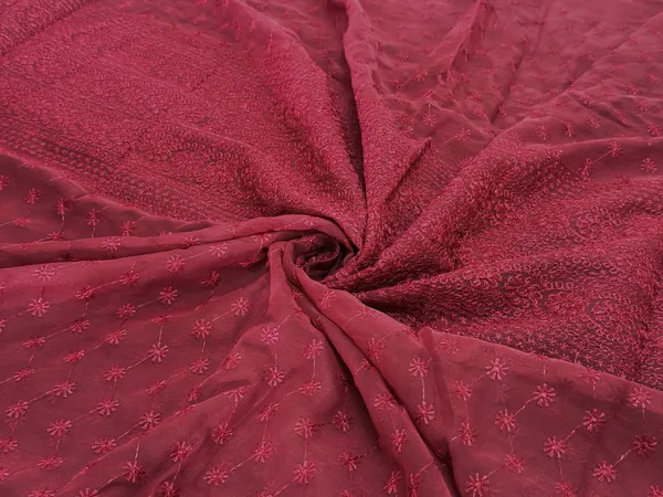 Maroon_Georgette_Fabric_With_Thread_Embroidery_Panel_Work_(Price_Per_Meter)