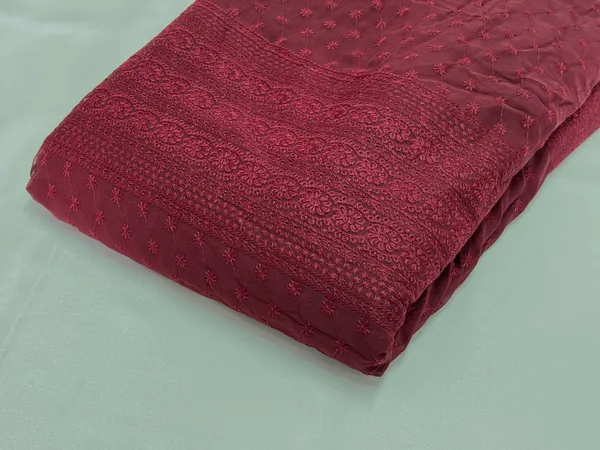 Maroon_Georgette_Fabric_With_Thread_Embroidery_Panel_Work_(Price_Per_Meter)