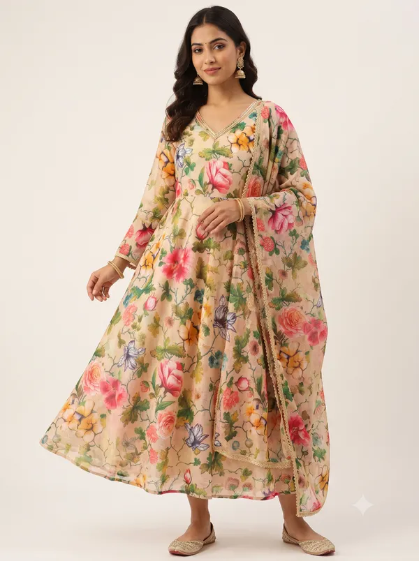 Multicolor_Floral_Digital_Printed_Beige_Soft_Chanderi_Cotton_Fabric_(Price_Per_Meter)