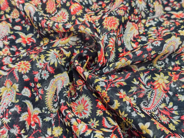 Multicolor_Floral_Digital_Printed_Black_Soft_Chanderi_Cotton_Fabric_(Price_Per_Meter)