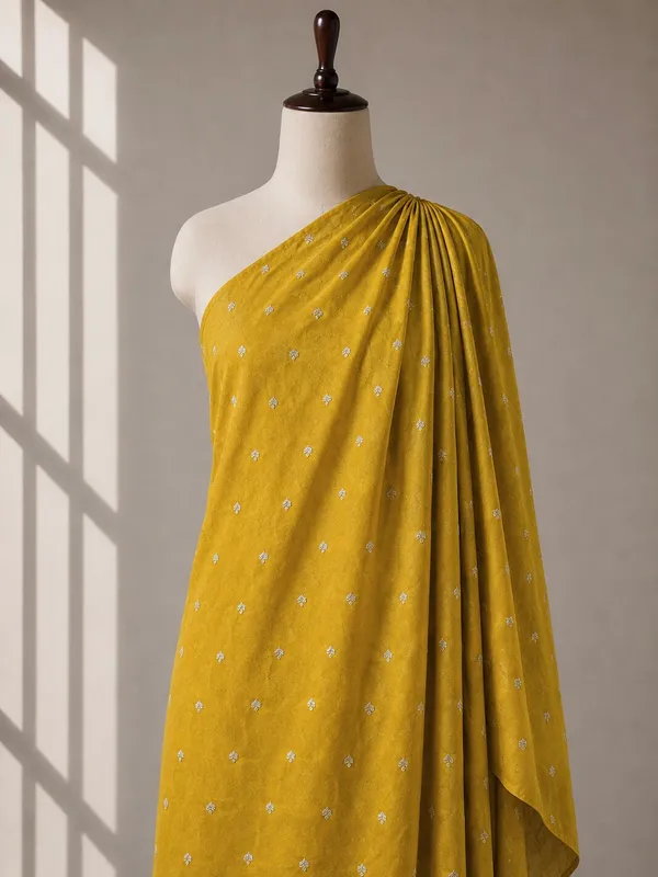 Mustard_Yellow_Floral_Butti_Embroidered_Premium_Vichitra_Silk_Fabric_(Price_Per_Meter)